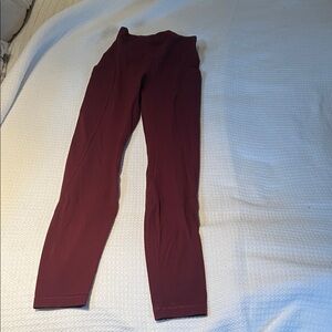 Wine Red High-Waist Active Leggings